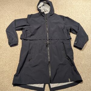 L.L. Bean Meridian Rain Coat Womens 2X Plus Black Long Hooded Outdoor